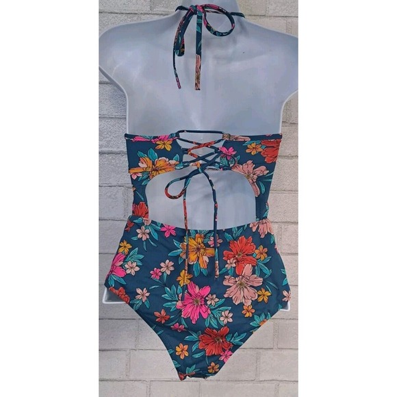 Shade & Shore Women's Size 34C Green Cut Out Padded Underwire One Piece Swimsuit - Picture 2 of 5